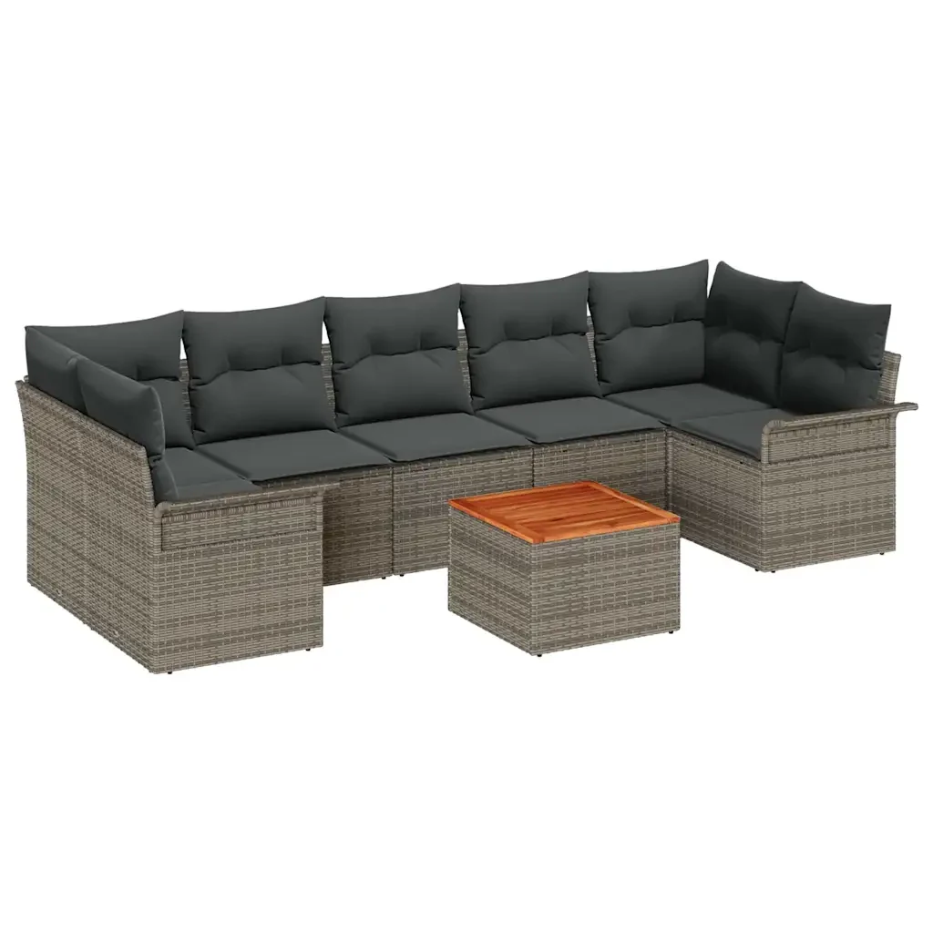 Set Divano da Giardino con cuscino 8 pcs Grigio polyrattan 3347293 - Image 2