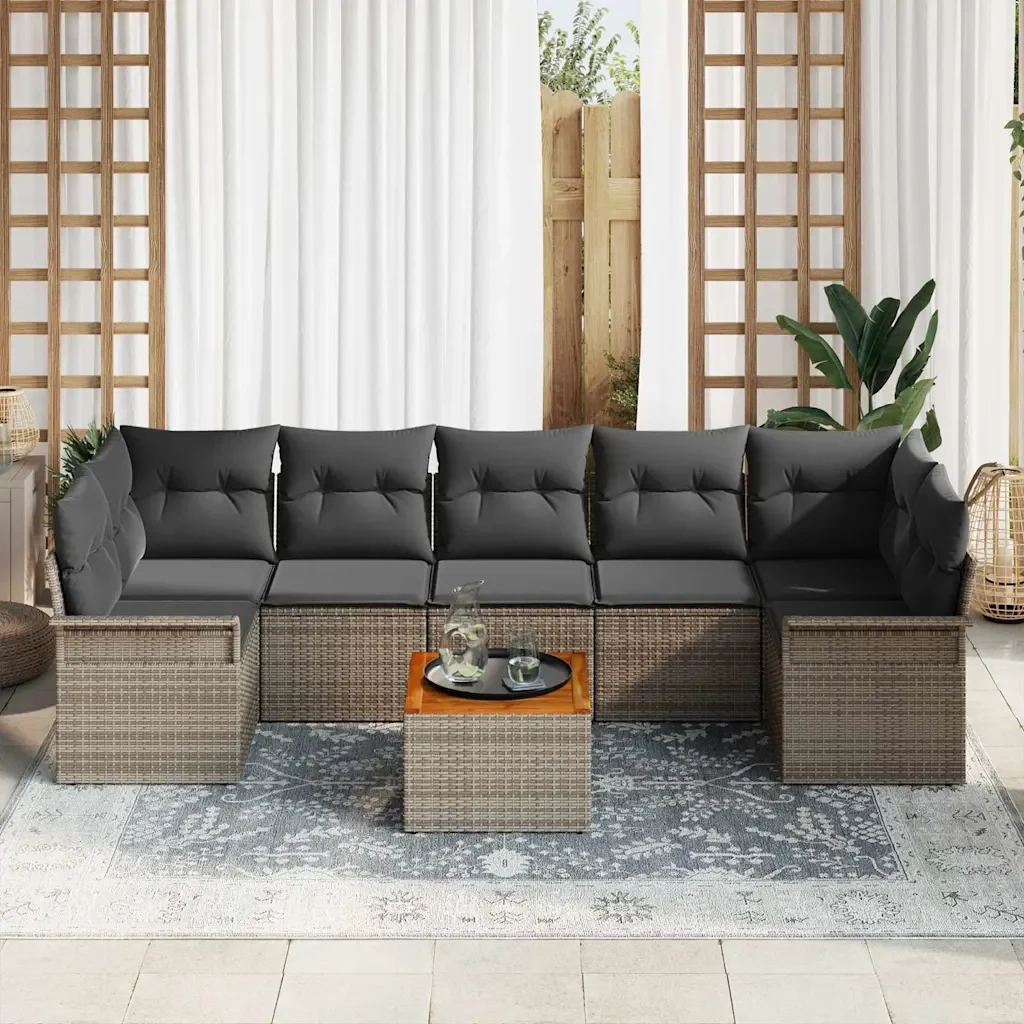 Set Divano da Giardino con cuscino 8 pcs Grigio polyrattan 3347293 - Image 3