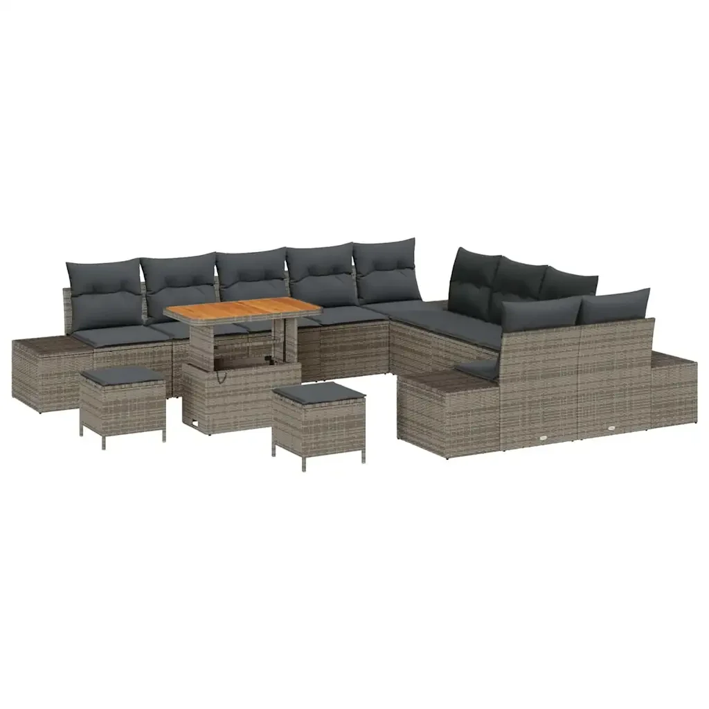 Set Divano da Giardino con cuscino 13 pcs Grigio polyrattan 3362848 - Image 2