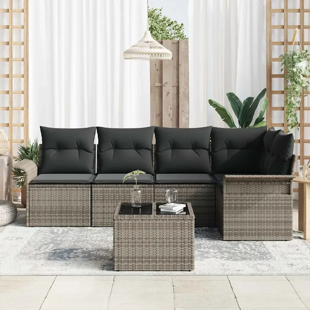 Set Divano da Giardino con cuscino 6 pcs polyrattan 3345369 - Image 3