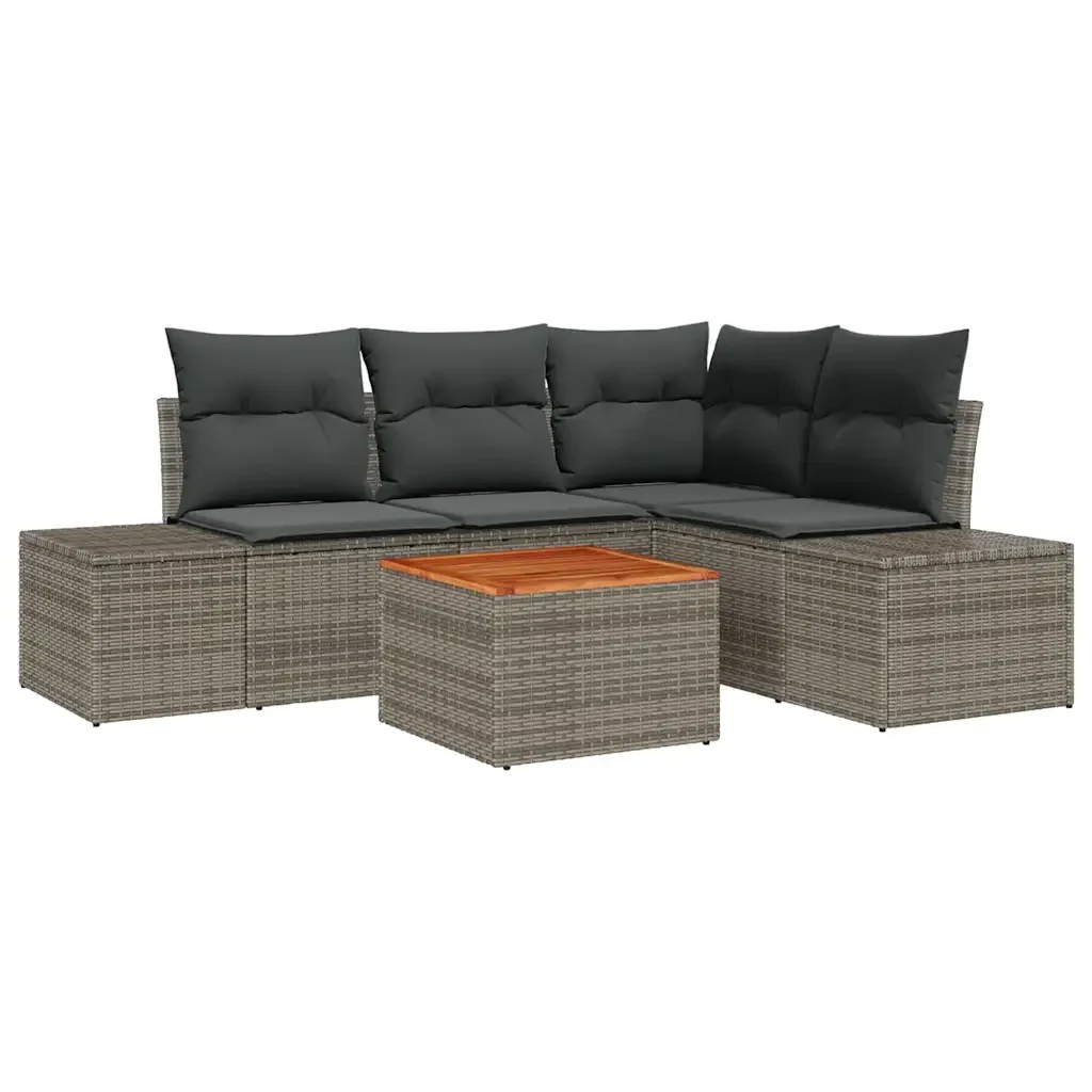 Set Divano da Giardino con cuscino 5 pcs Grigio polyrattan 3347951 - Image 2