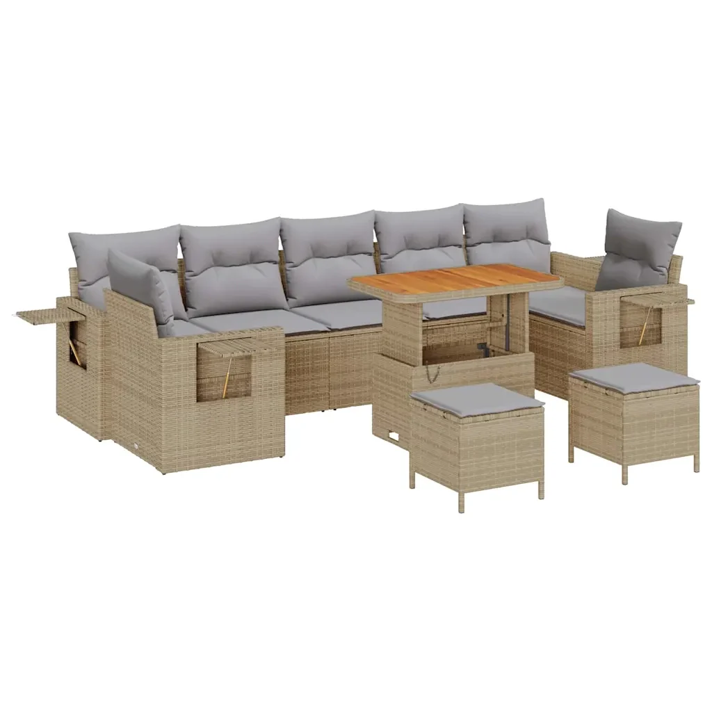 Set Divano da Giardino con cuscino 10 pcs Beige polyrattan 3361732 - Image 2