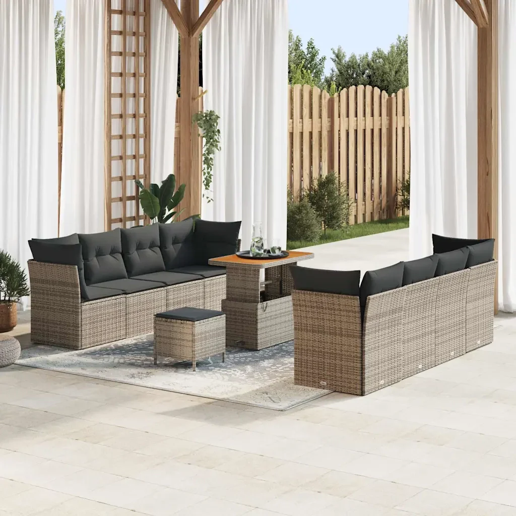 Set Divano da Giardino 11 pcs Grigio polyrattan 3361463