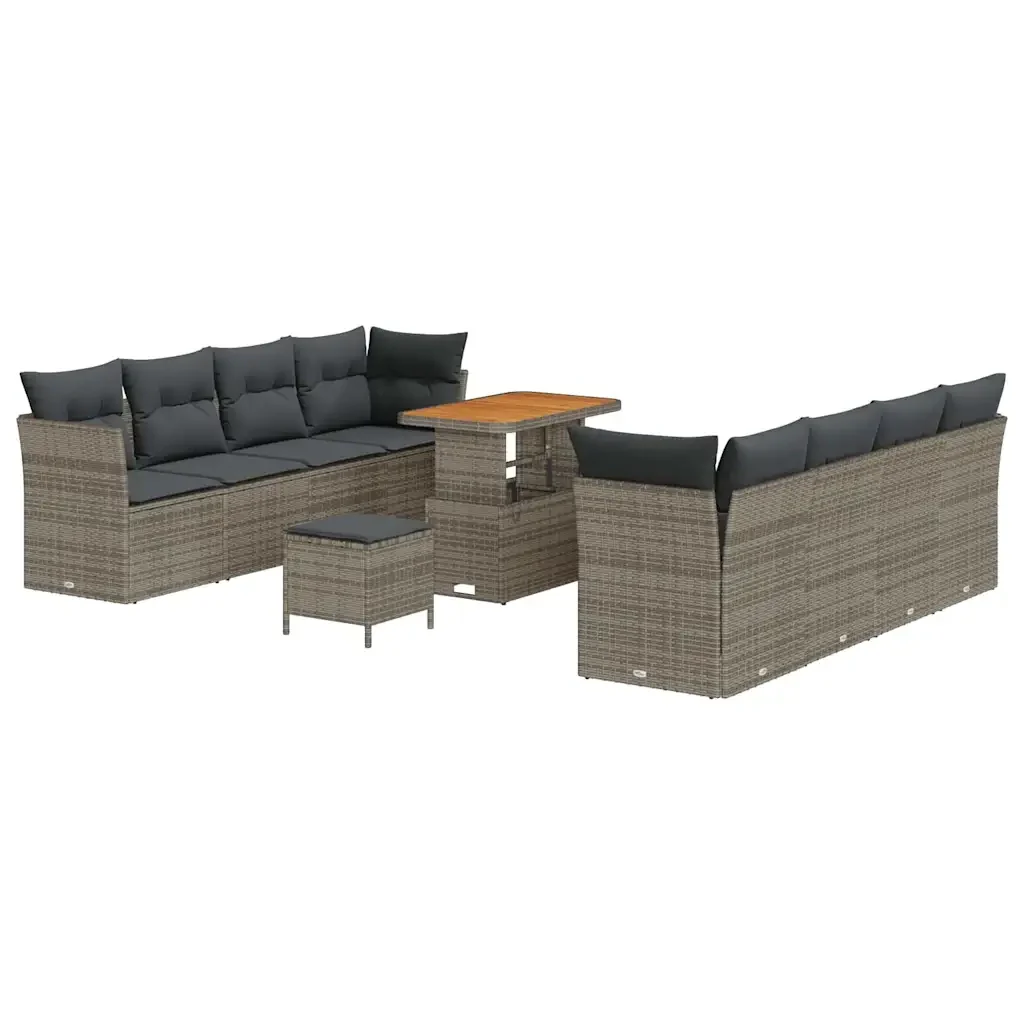 Set Divano da Giardino 11 pcs Grigio polyrattan 3361463 - Image 2