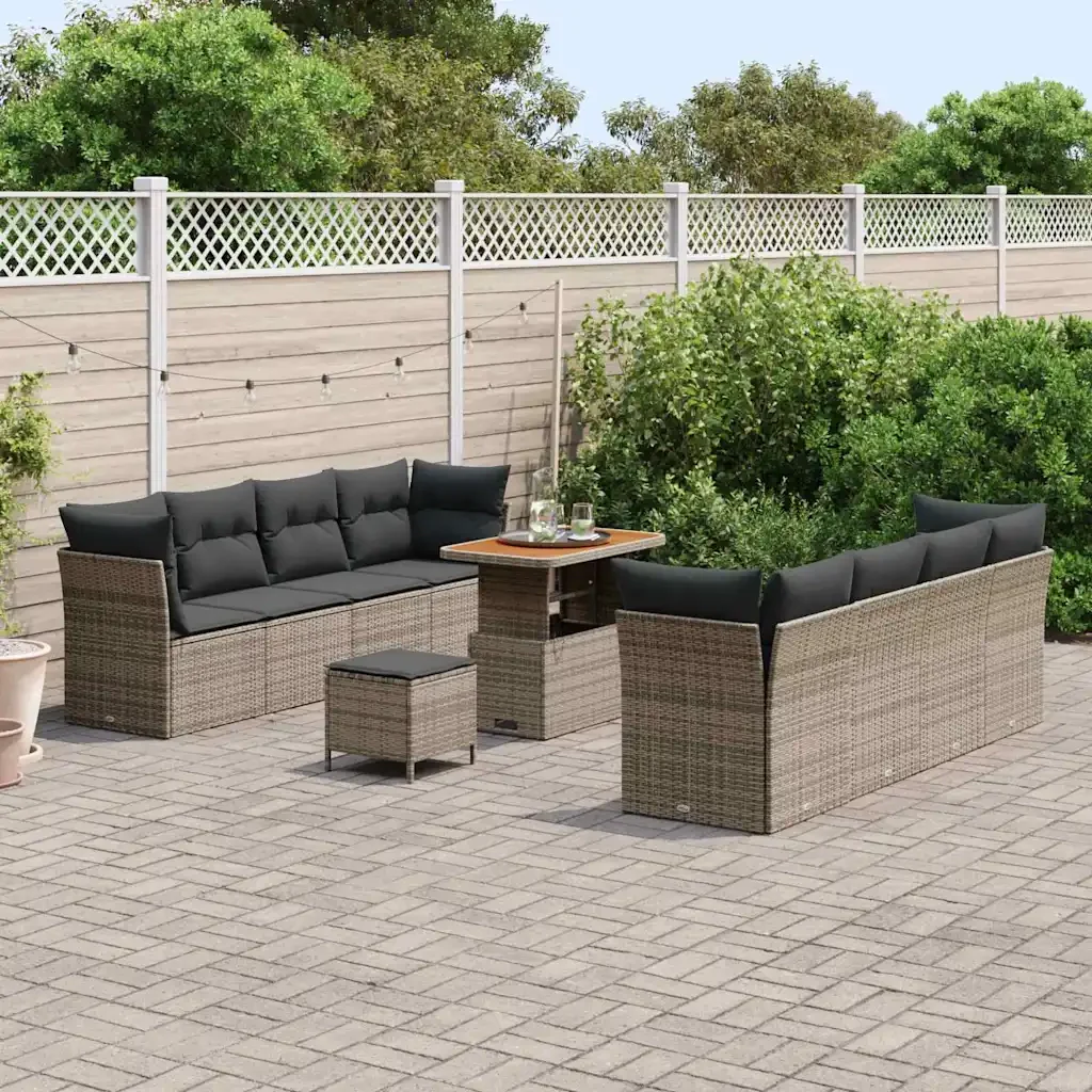 Set Divano da Giardino 11 pcs Grigio polyrattan 3361463 - Image 3