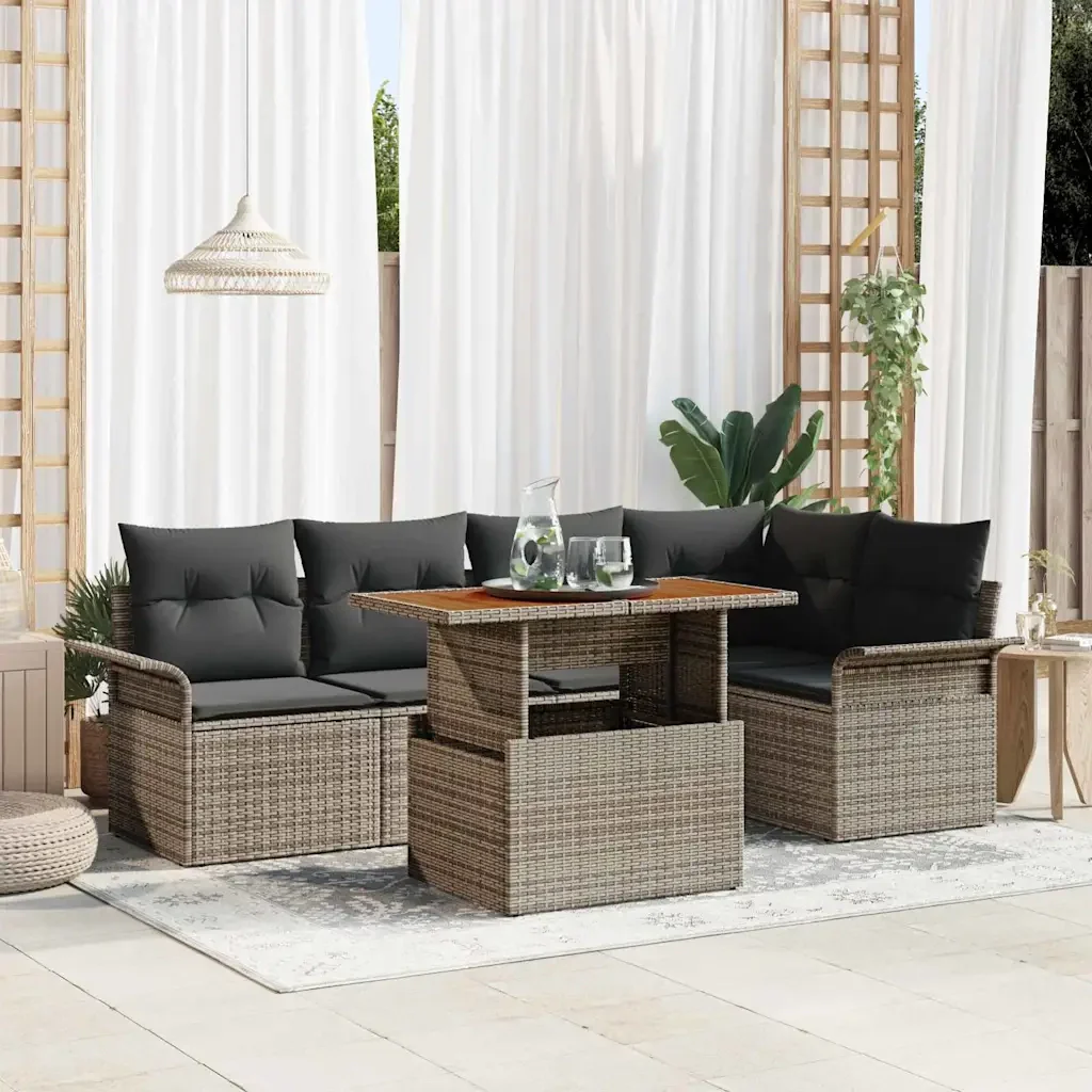 Set Divano da Giardino con cuscino 6 pcs Grigio 3349334