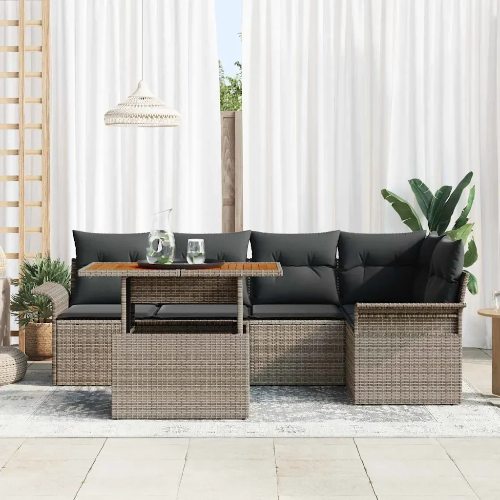 Set Divano da Giardino con cuscino 6 pcs Grigio 3349334 - Image 3