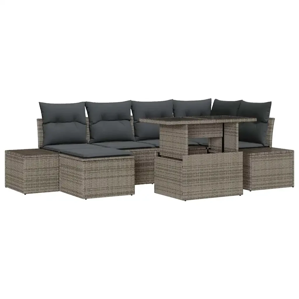 Set Divano da Giardino con cuscino 7 pcs Grigio 3349215 - Image 2
