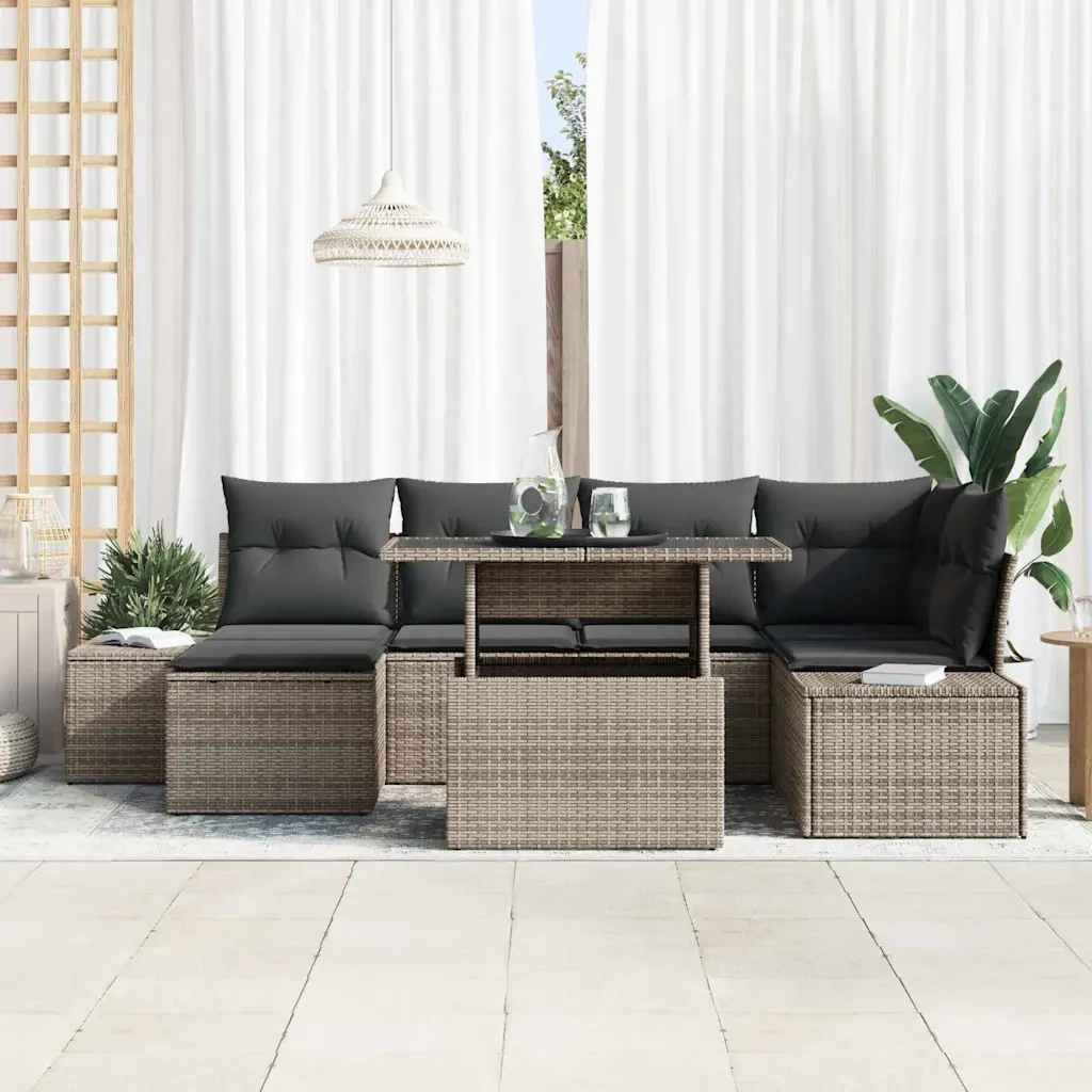 Set Divano da Giardino con cuscino 7 pcs Grigio 3349215 - Image 3