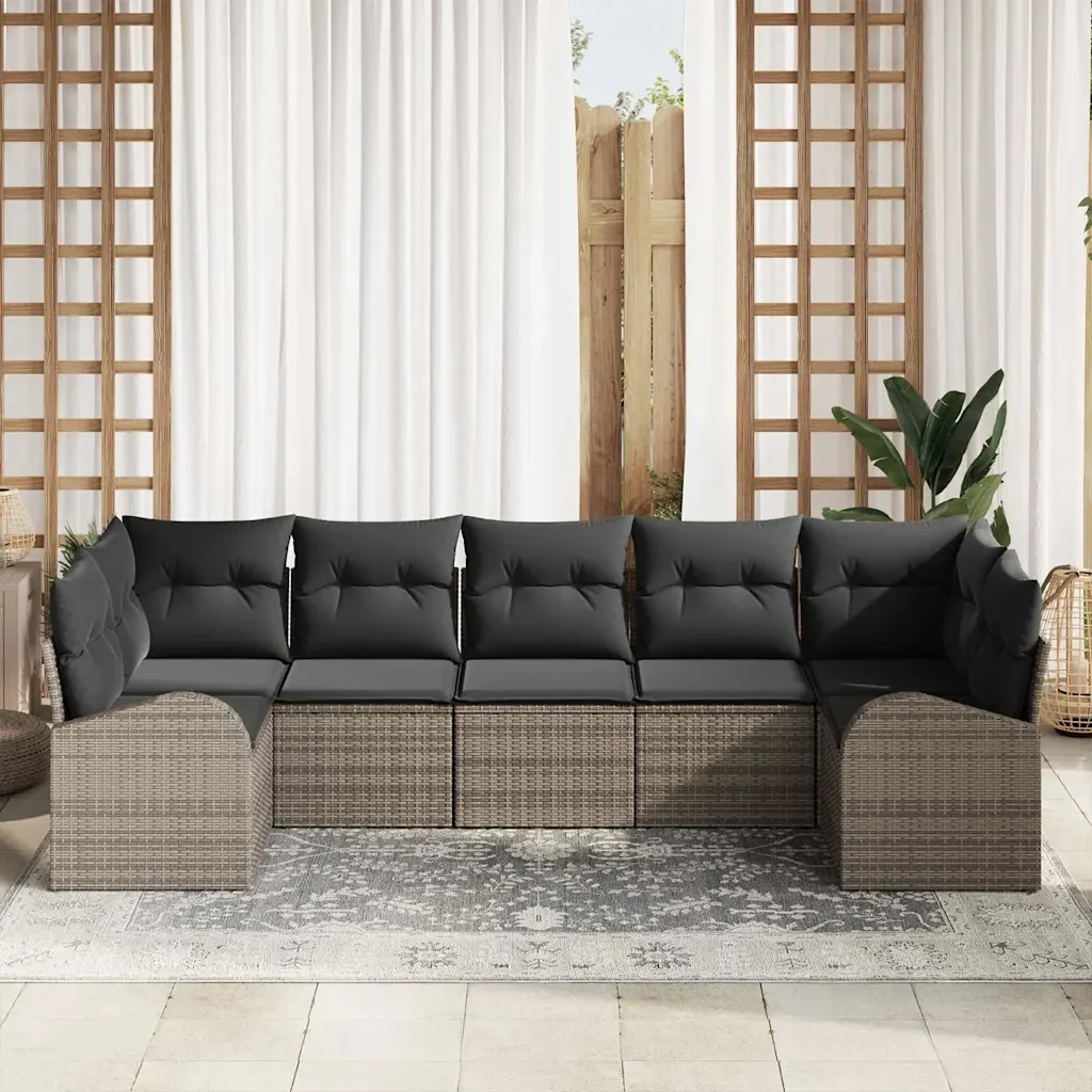 Set Divano da Giardino 7 pcs Grigio Rattan in Polipropilene 3346189 - Image 3