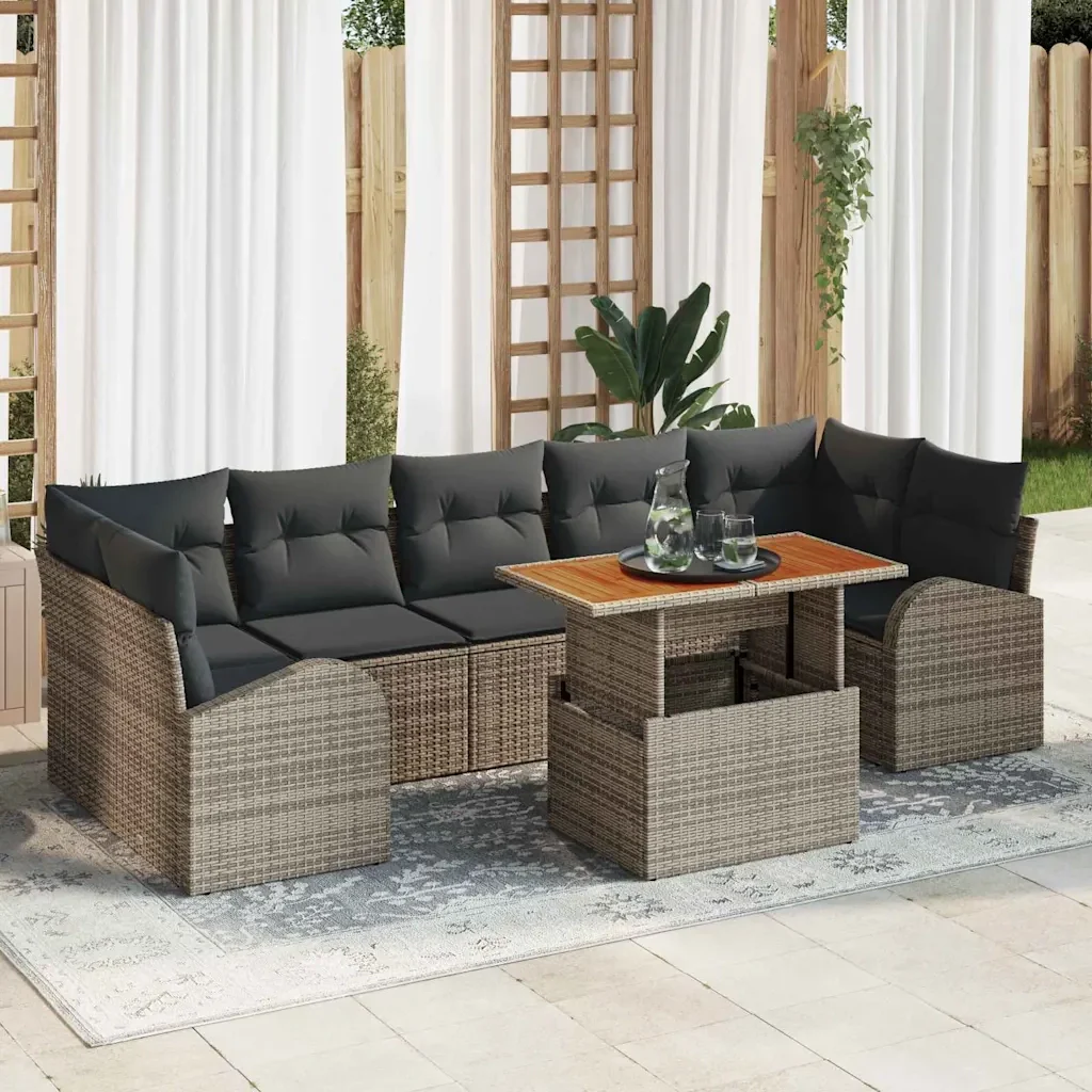 Set Divano da Giardino con cuscino 8 pcs Grigio 3349551