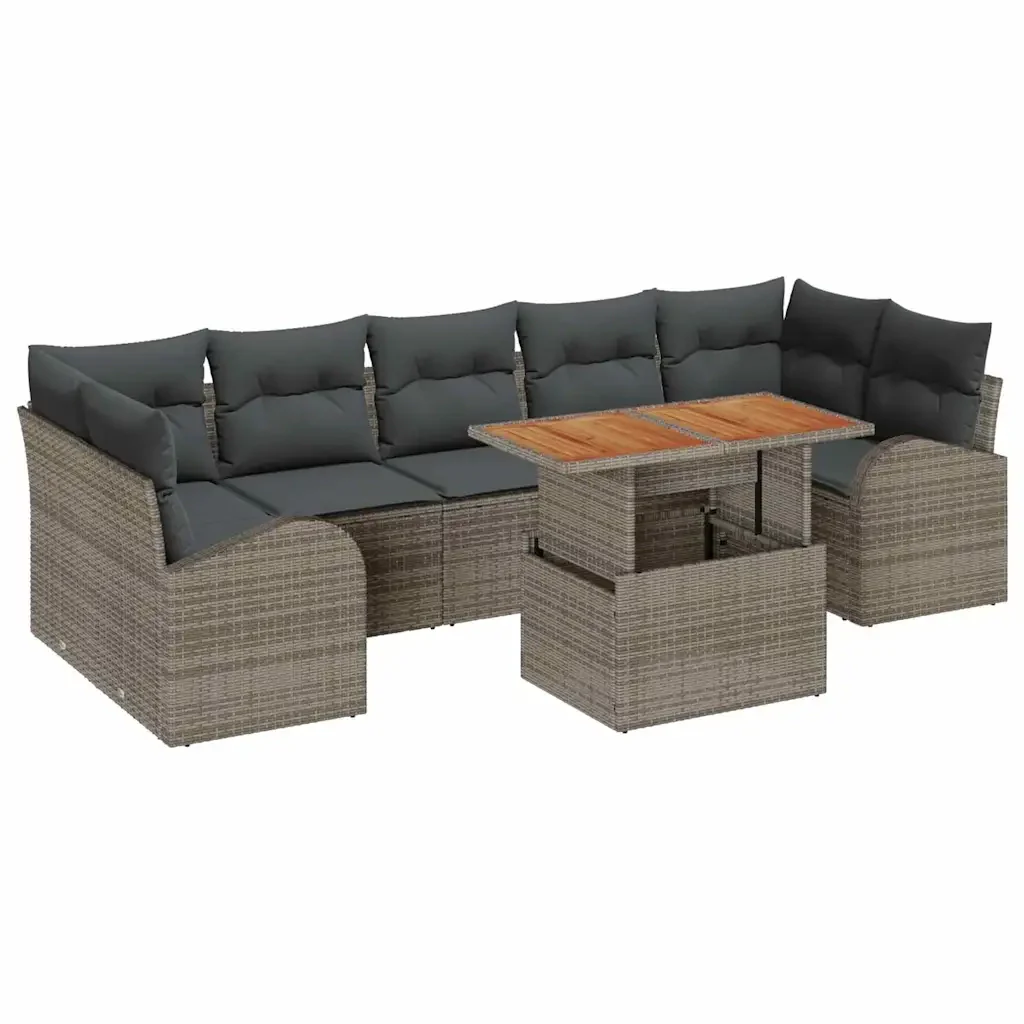 Set Divano da Giardino con cuscino 8 pcs Grigio 3349551 - Image 2