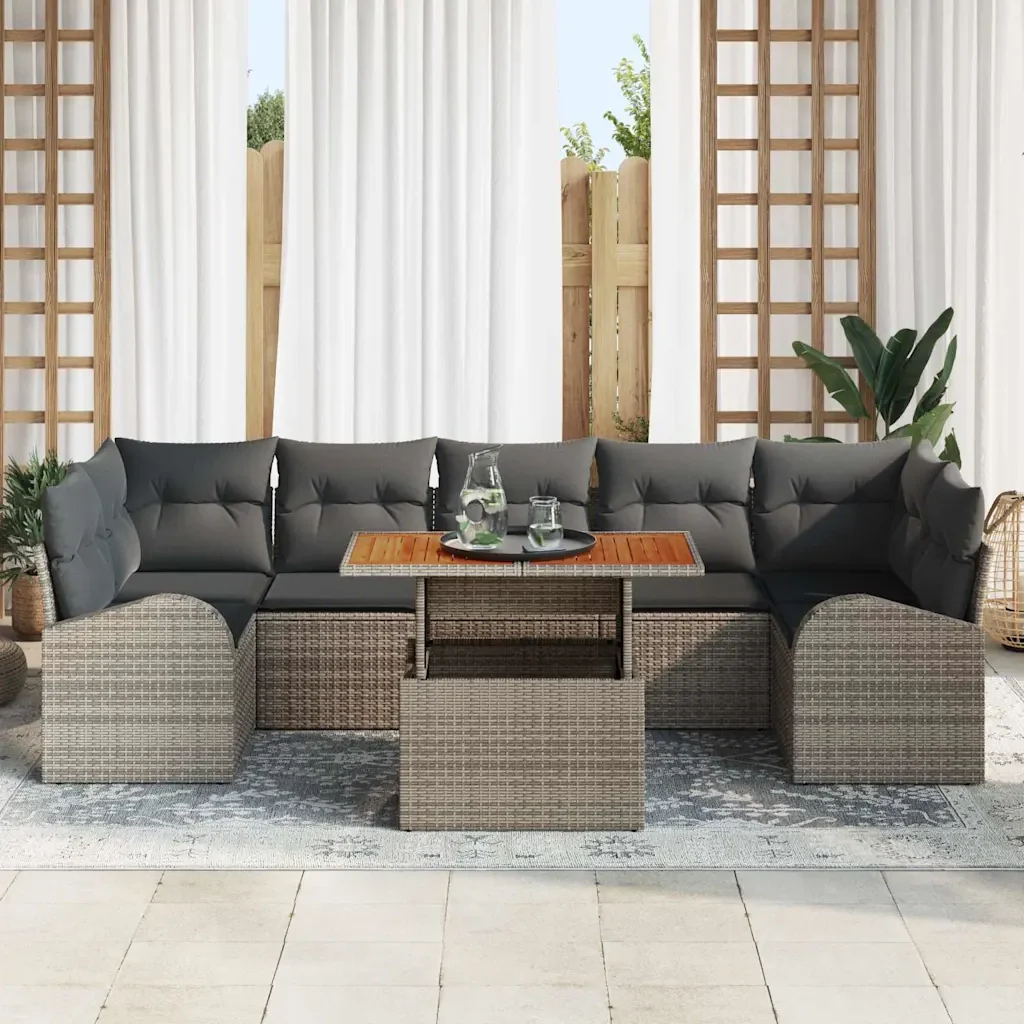 Set Divano da Giardino con cuscino 8 pcs Grigio 3349551 - Image 3