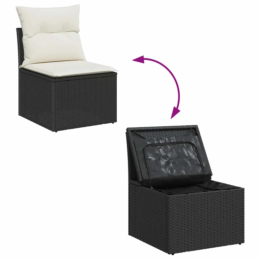 Set Divano da Giardino con cuscino 5 pcs Nero Poly Rattan 3360288 - Image 10
