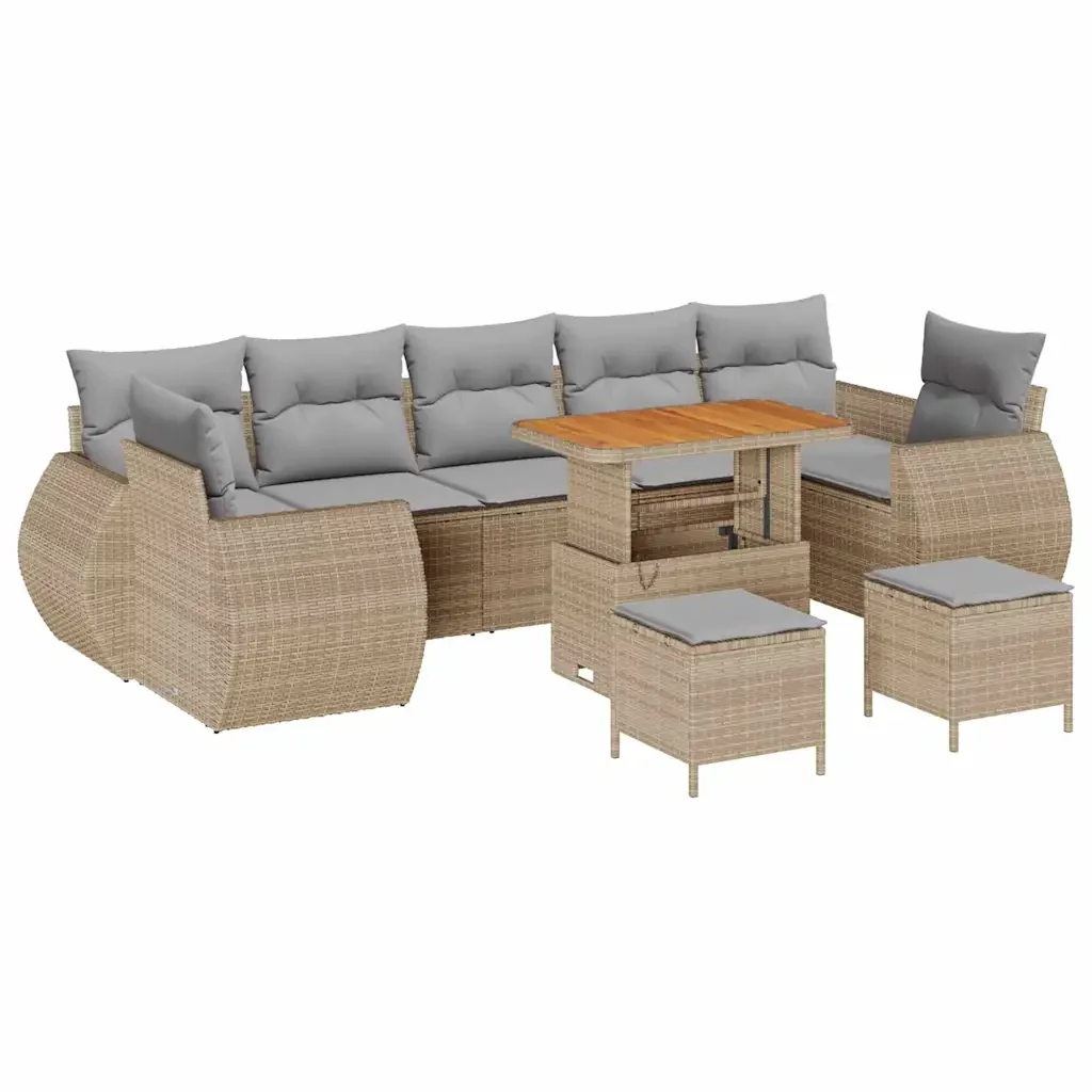 Set Divano da Giardino 10 pcs Beige polyrattan 3361862 - Image 2