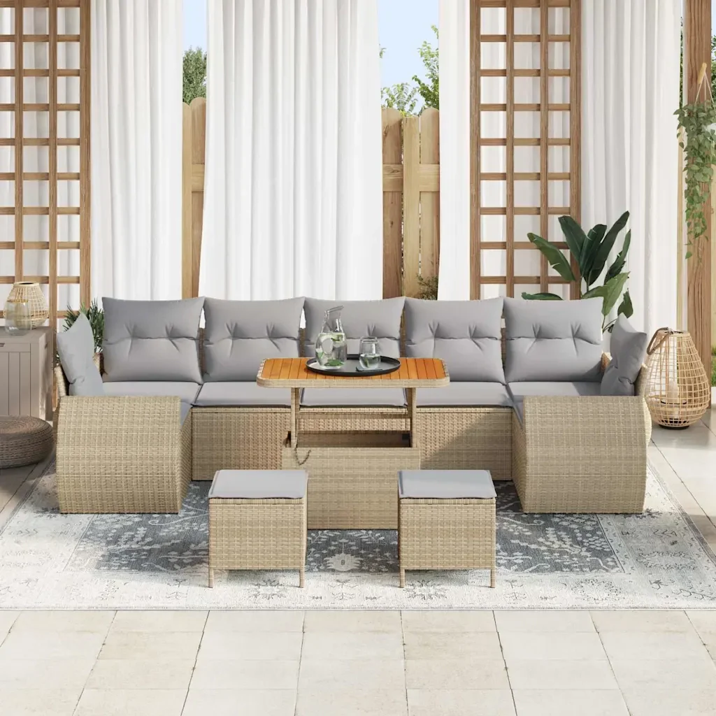Set Divano da Giardino 10 pcs Beige polyrattan 3361862 - Image 3