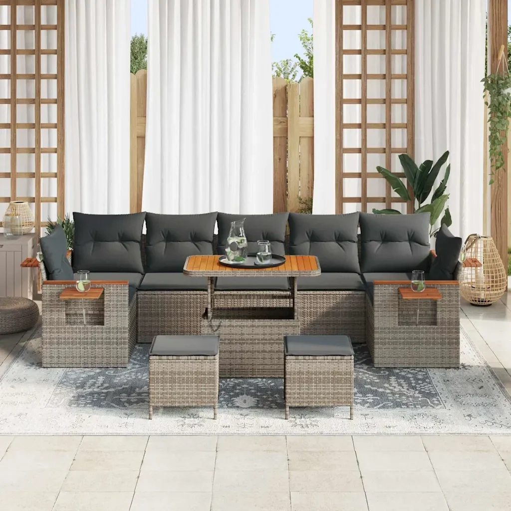 Set Divano da Giardino con cuscino 13 pcs Grigio polyrattan 3365113 - Image 3