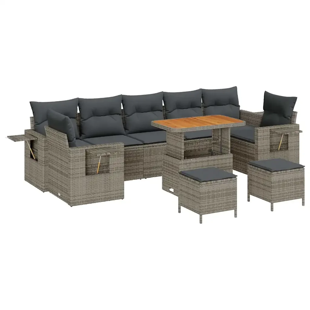 Set Divano da Giardino con cuscino 13 pcs Grigio polyrattan 3363683 - Image 2
