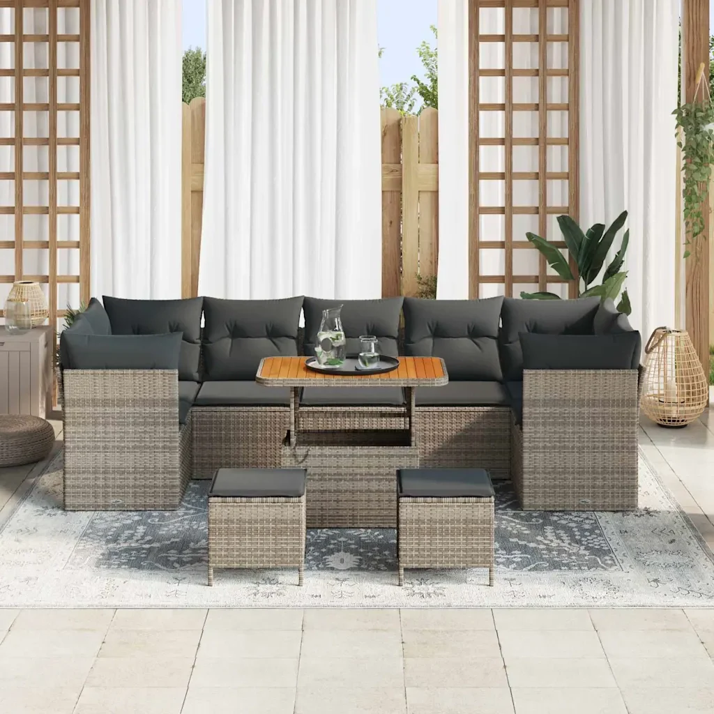 Set Divano da Giardino con cuscino 10 pcs Grigio 3363423 - Image 3