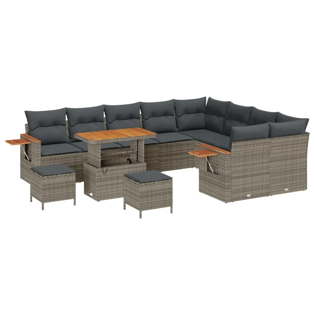 Set Divano da Giardino 12 pcs Grigio polyrattan 3363088 - Image 2