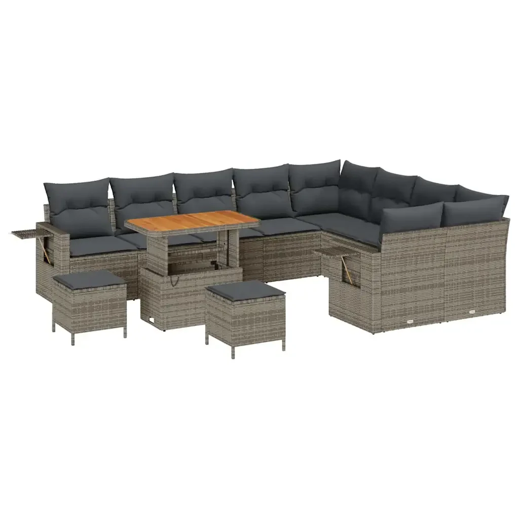 Set Divano da Giardino con cuscino 12 pcs Grigio polyrattan 3363738 - Image 2