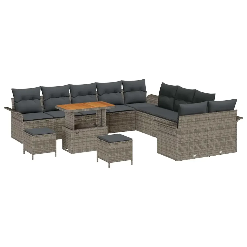 Set Divano da Giardino con cuscino 13 pcs Grigio polyrattan 3362198 - Image 2