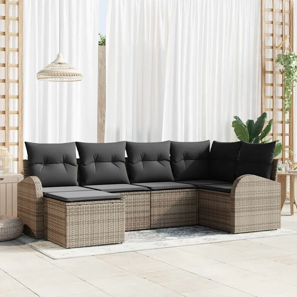 Set Divano da Giardino 6 pcs Grigio polyrattan 3346109