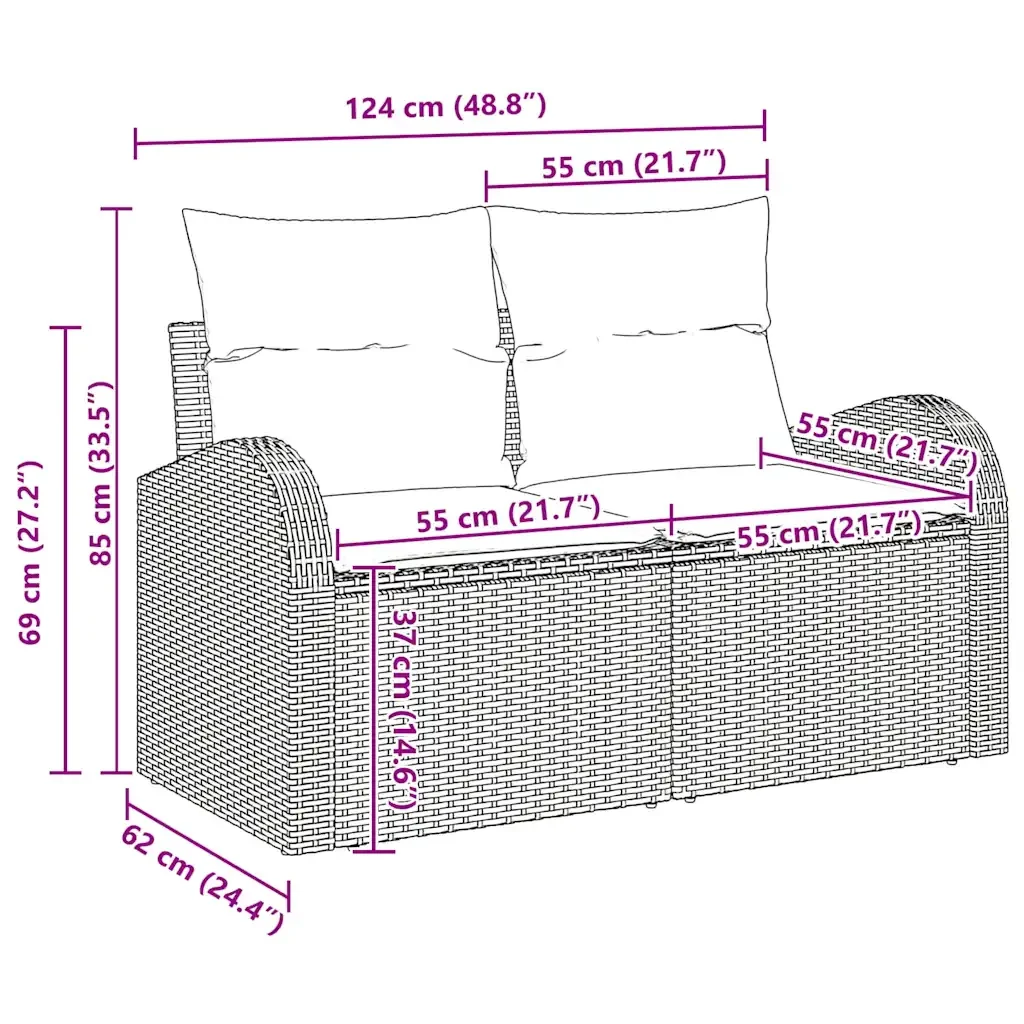 Set Divano da Giardino 6 pcs Grigio polyrattan 3346109 - Image 10