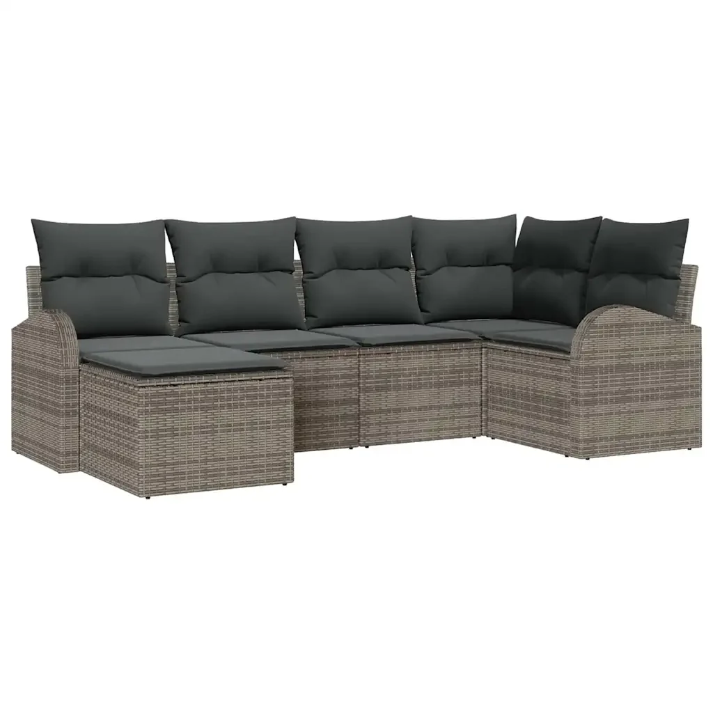 Set Divano da Giardino 6 pcs Grigio polyrattan 3346109 - Image 2