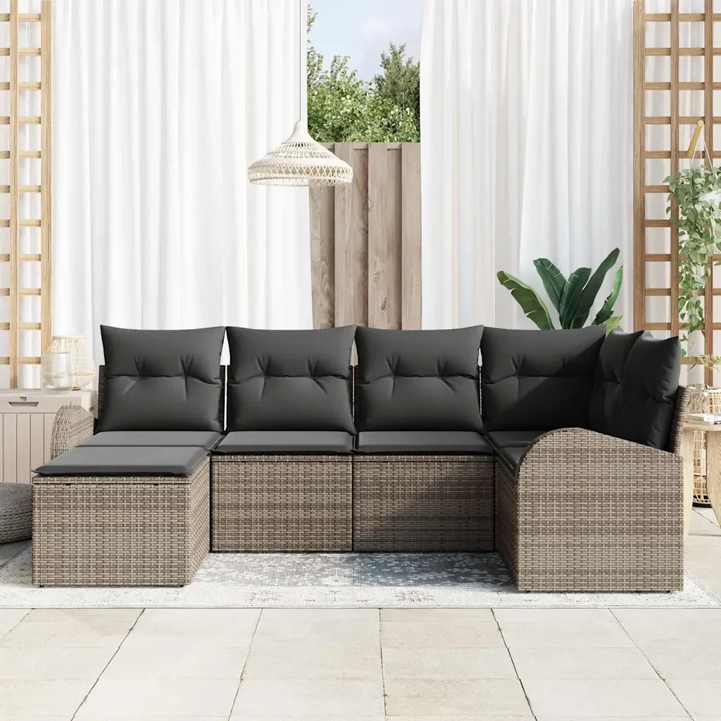 Set Divano da Giardino 6 pcs Grigio polyrattan 3346109 - Image 3