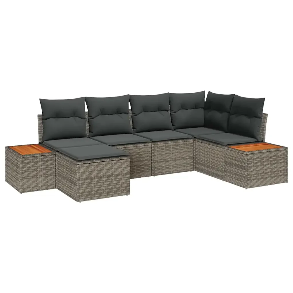 Set Divano da Giardino con cuscino 6 pcs Grigio polyrattan 3348120 - Image 2