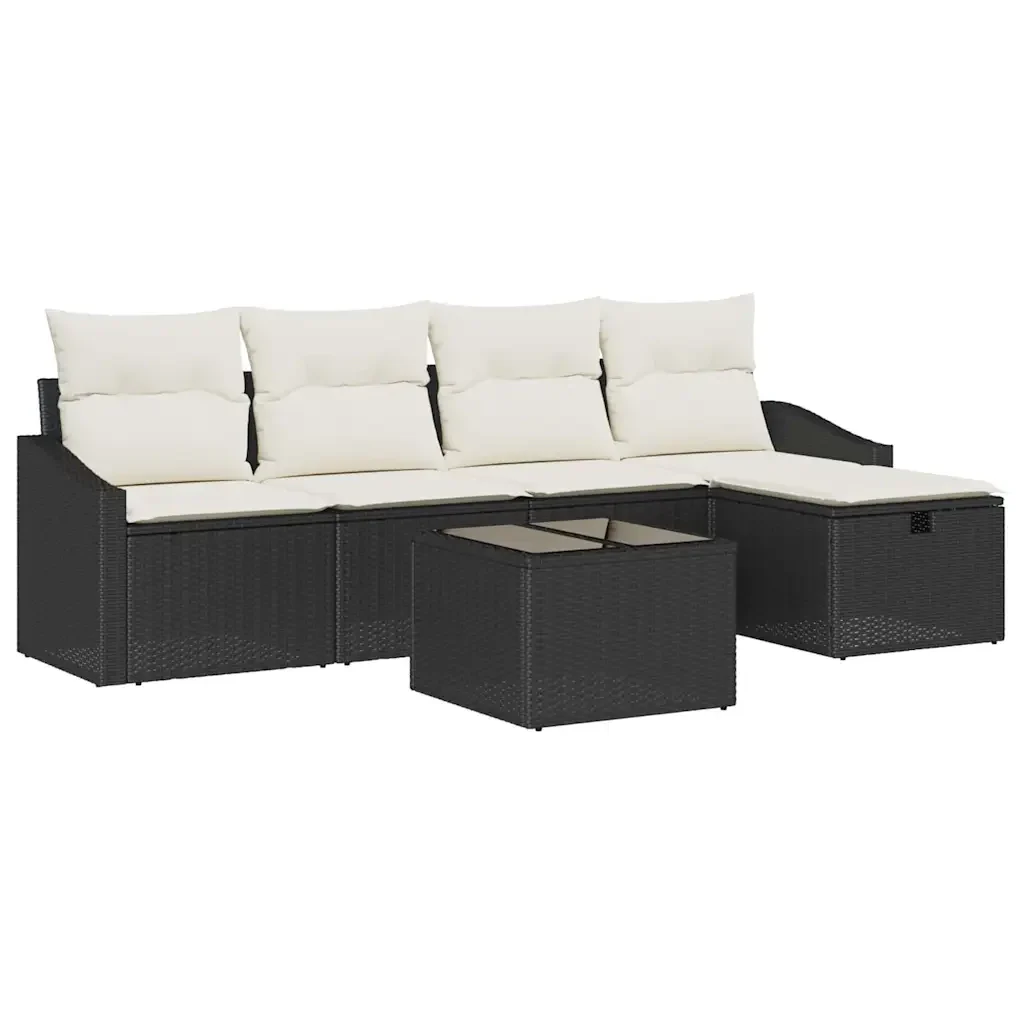 Set di divani con cuscino con archiviazione Nero polyrattan 3359266 - Image 2