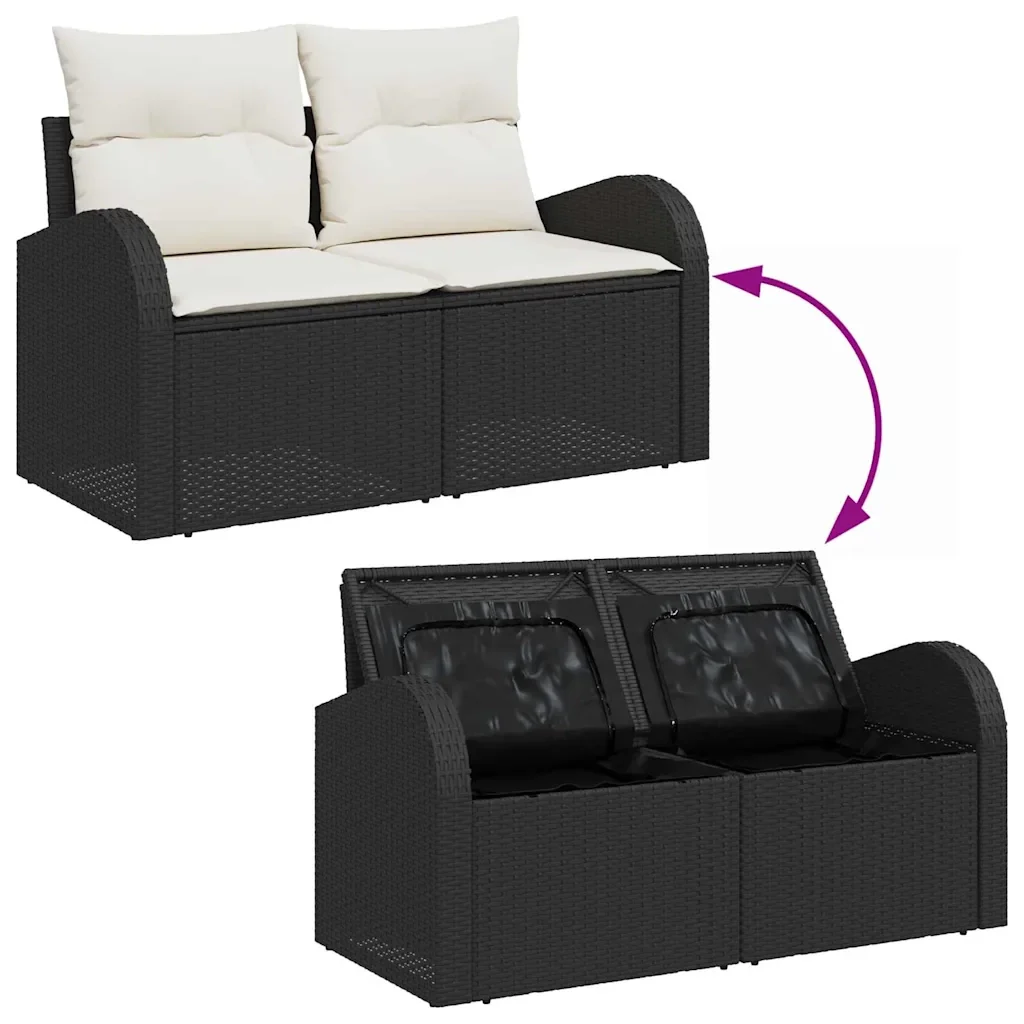 Set Divano da Giardino con cuscino 6 pcs Nero Poly Rattan 3360834 - Image 10