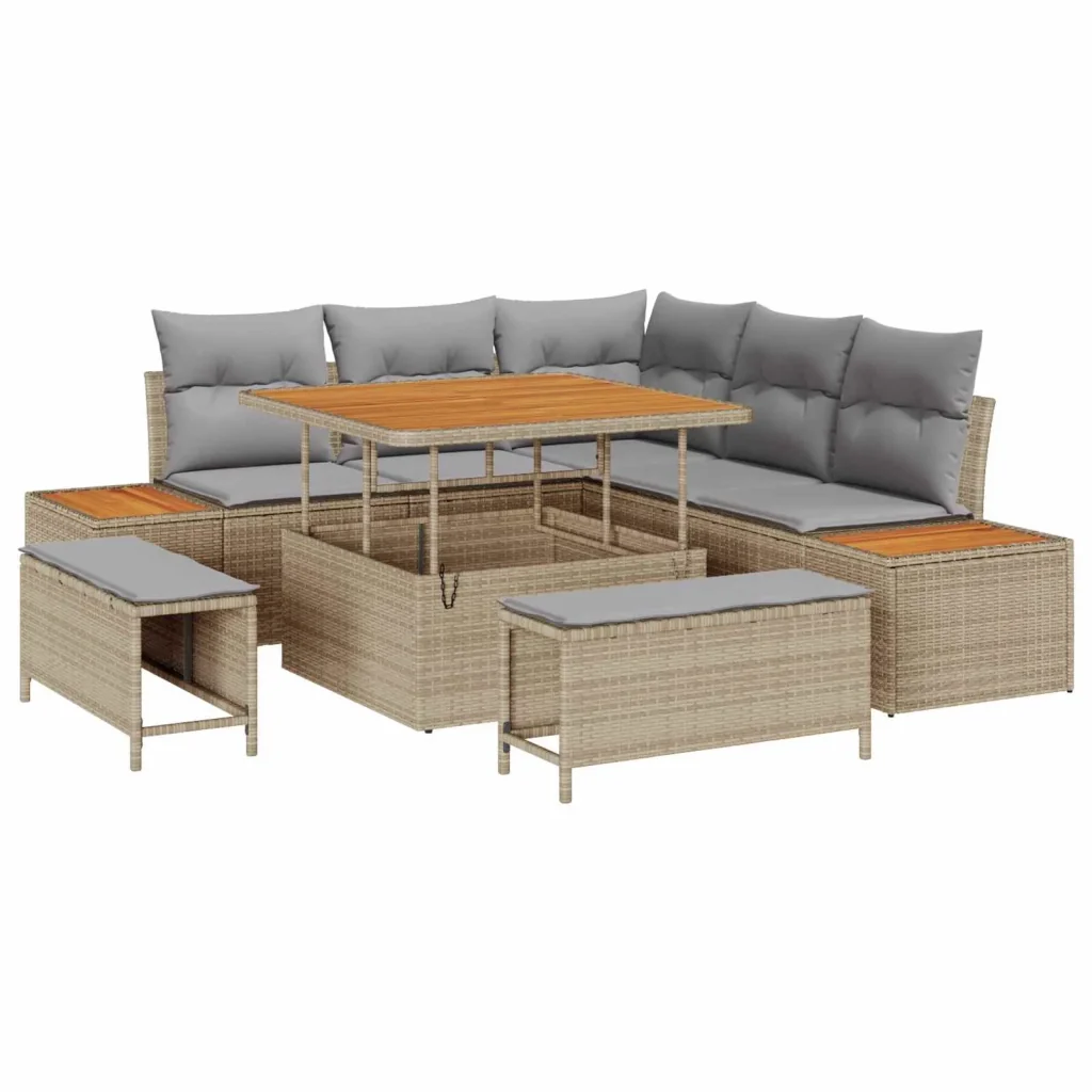 Set Divano da Giardino con cuscino 8 pcs Beige e Grigio Chiaro 3363297 - Image 2