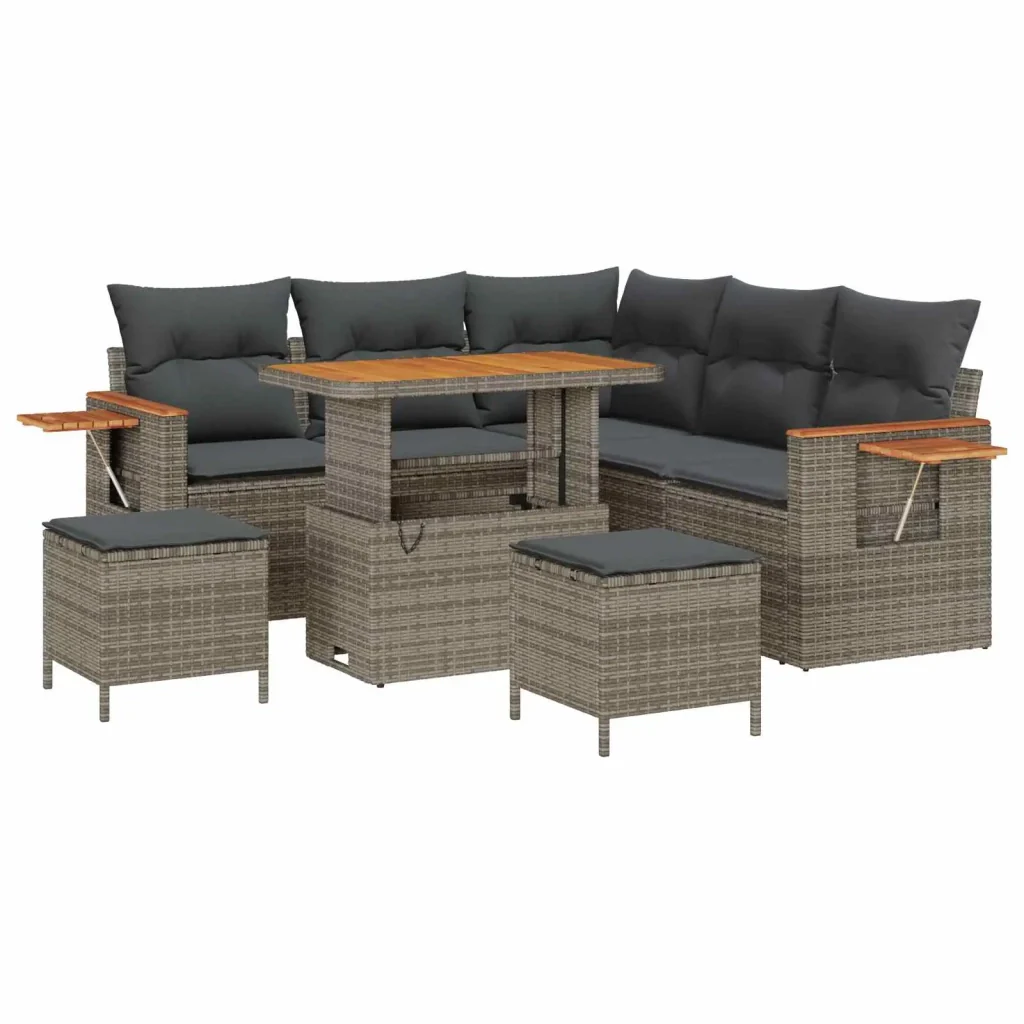 Set Divano da Giardino 8 pcs Grigio polyrattan 3363048 - Image 2