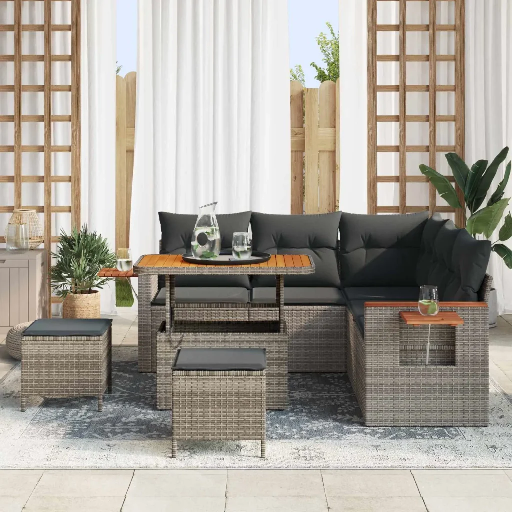 Set Divano da Giardino 8 pcs Grigio polyrattan 3363048 - Image 3