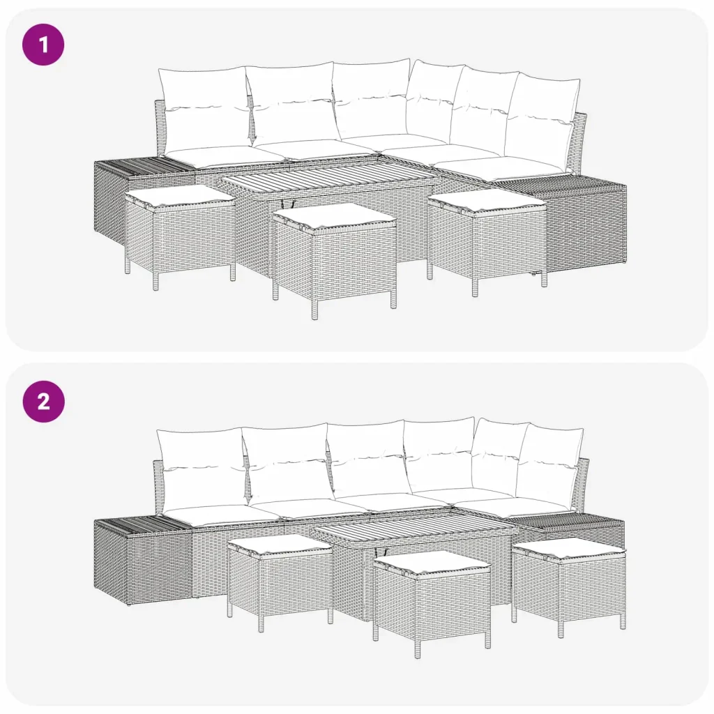 Set Divano da Giardino con cuscino 9 pcs Grigio 3363313 - Image 10