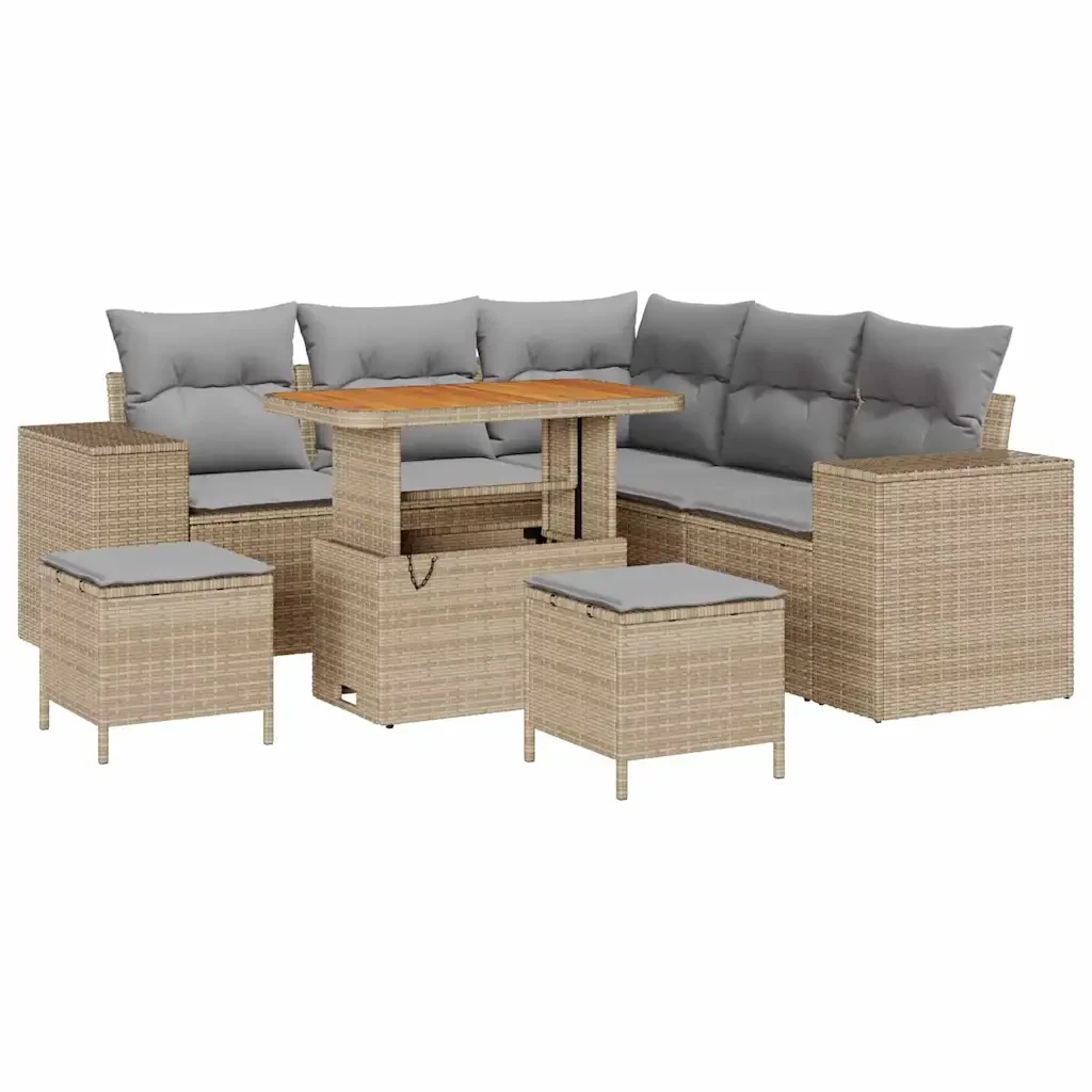 Set Divano da Giardino con cuscino 8 pcs Beige polyrattan 3362007 - Image 2