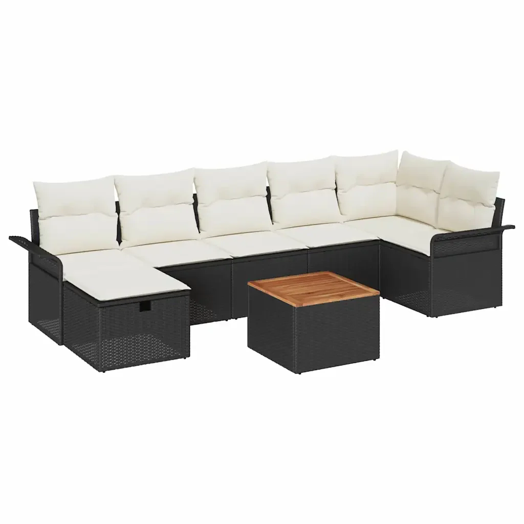 Set Divano da Giardino con cuscino 8 pcs Nero polyrattan 3359460 - Image 2