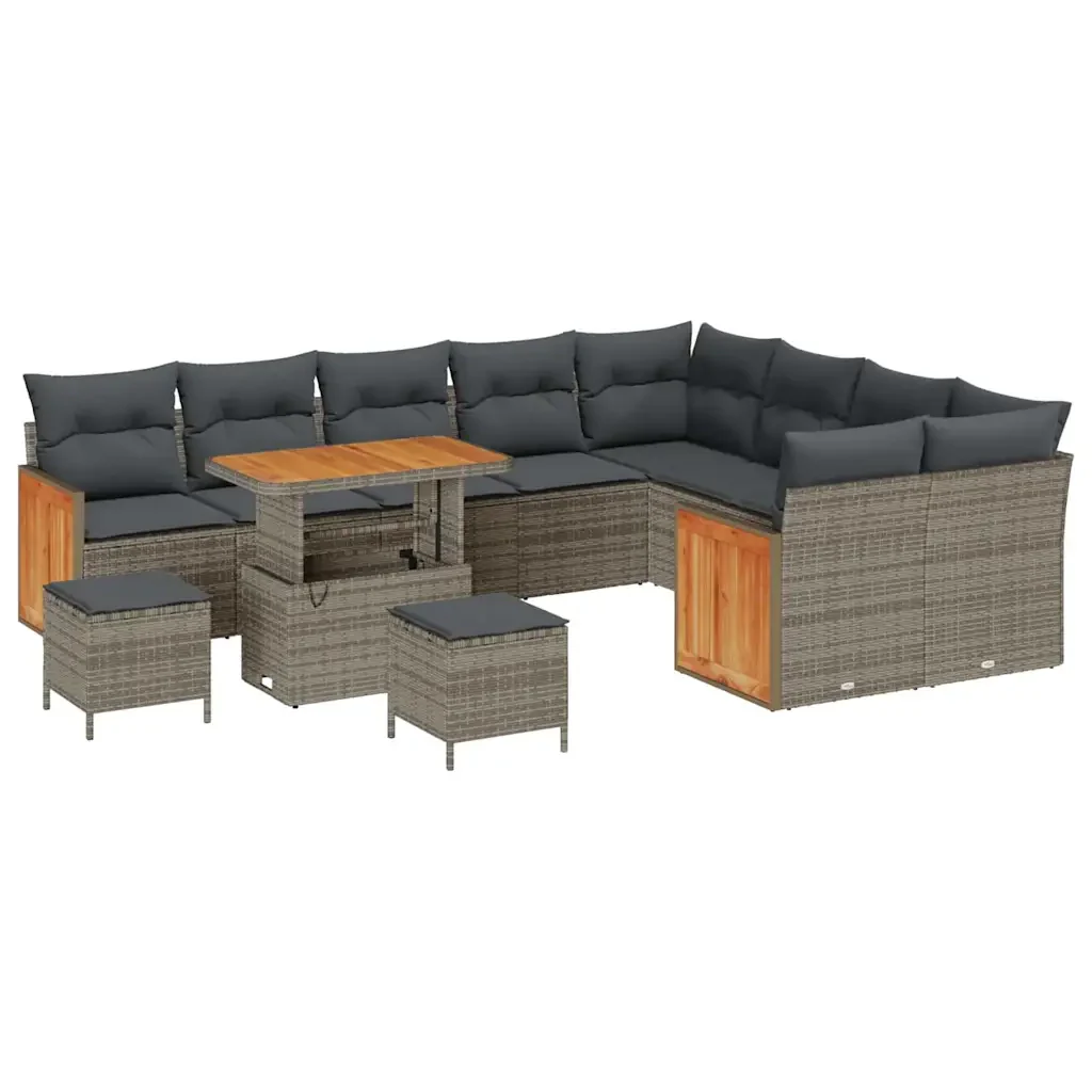 Set Divano da Giardino con cuscino 13 pcs Grigio polyrattan 3365298 - Image 2