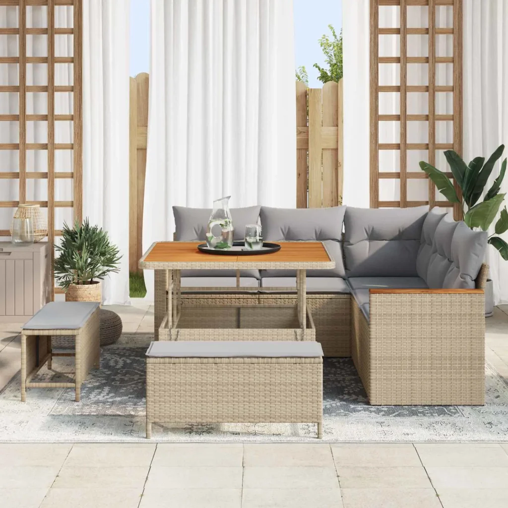 Set Divano da Giardino 8 pcs Beige polyrattan 3362907 - Image 3