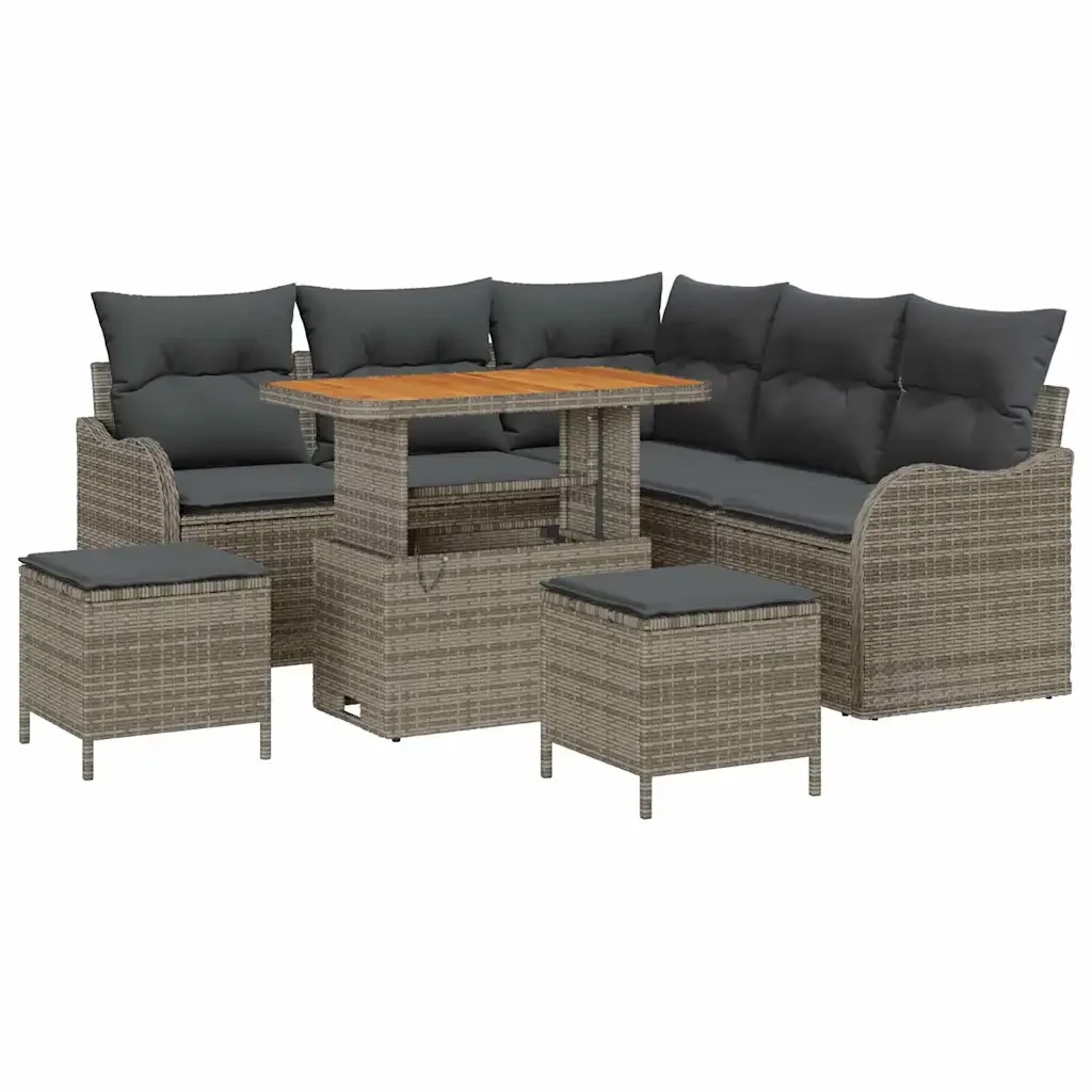 Set Divano da Giardino con cuscino con cuscino 8 pcs Grigio 3364218 - Image 2