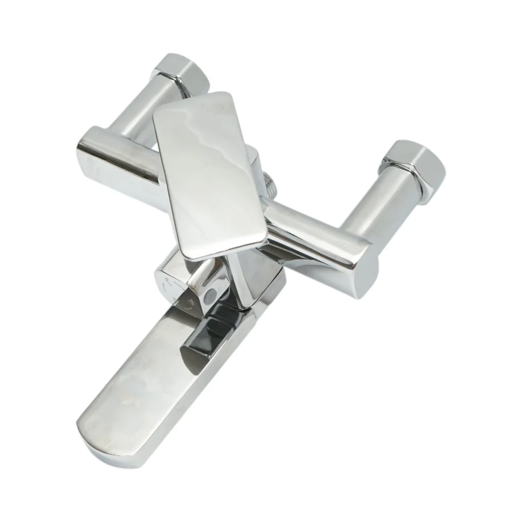 Set doccia multifunzionale da parete con doccetta a mano, bocca per vasca, soffione rettangolare, cartuccia in ceramica, finitura cromo lucido. - Image 6