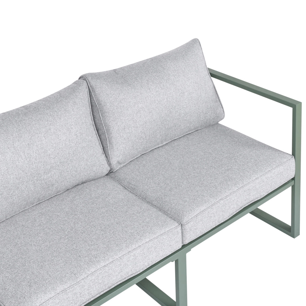 Set Lounge da Giardino a 3 Posti con Divano Angolare Sinistro in Tessuto Verde e Tavolino Struttura in Alluminio - Image 7