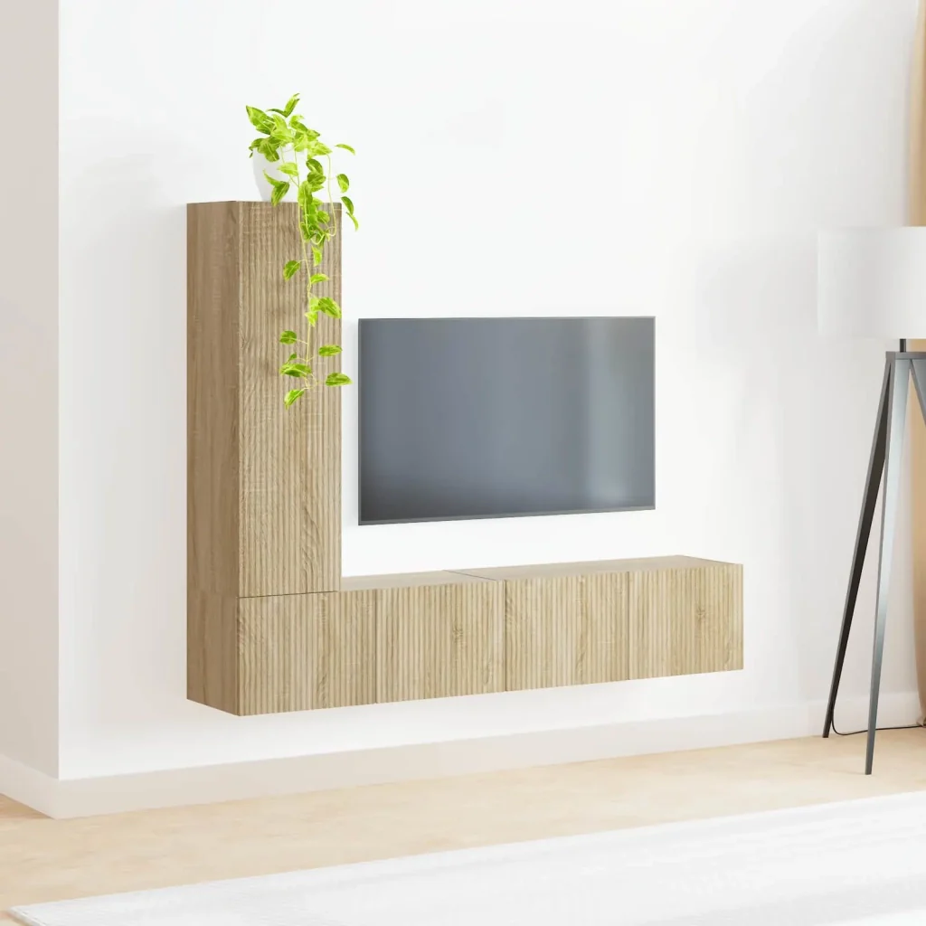 Set mobile TV 3 pcs Rovere Sonoma Legno multistrato 3408990 - Image 4