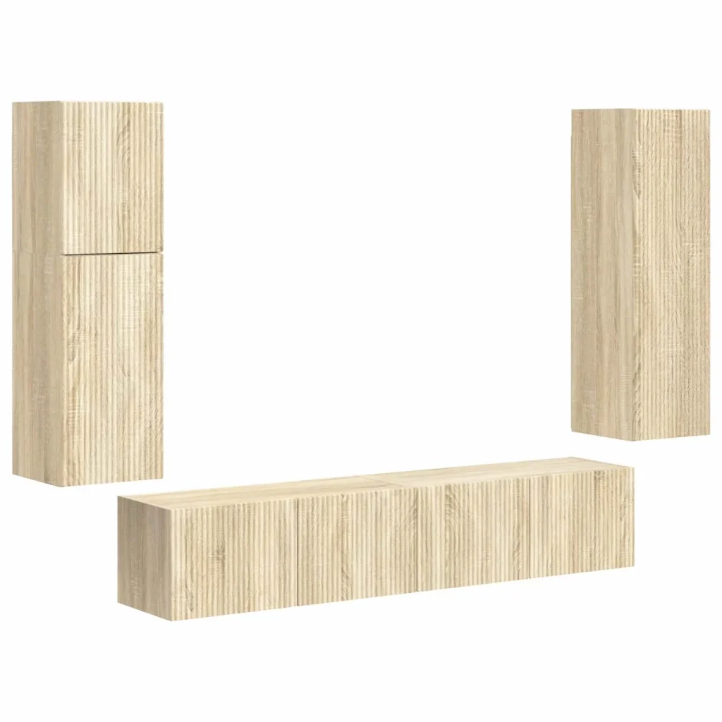 Set mobile TV 4 pcs Rovere Sonoma Legno multistrato 3409035 - Image 2