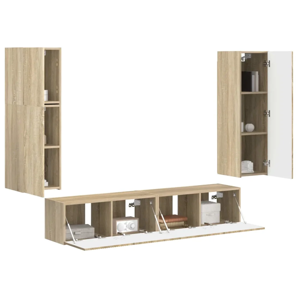 Set mobile TV 4 pcs Rovere Sonoma Legno multistrato 3409035 - Image 3