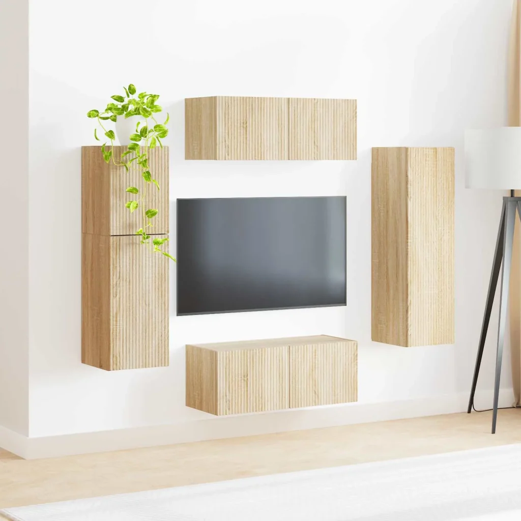Set mobile TV 4 pcs Rovere Sonoma Legno multistrato 3409035 - Image 4