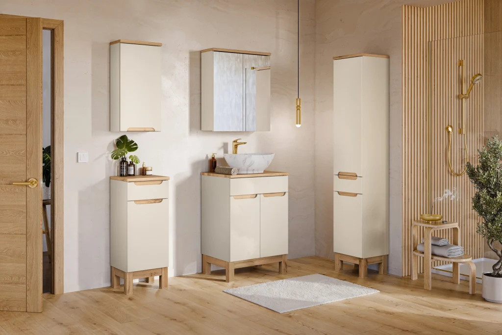 Set mobili bagno 60 cm con piano e lavabo da appoggio Pati Bali Cashmere 60 x 1401 x 46 cm - Image 2