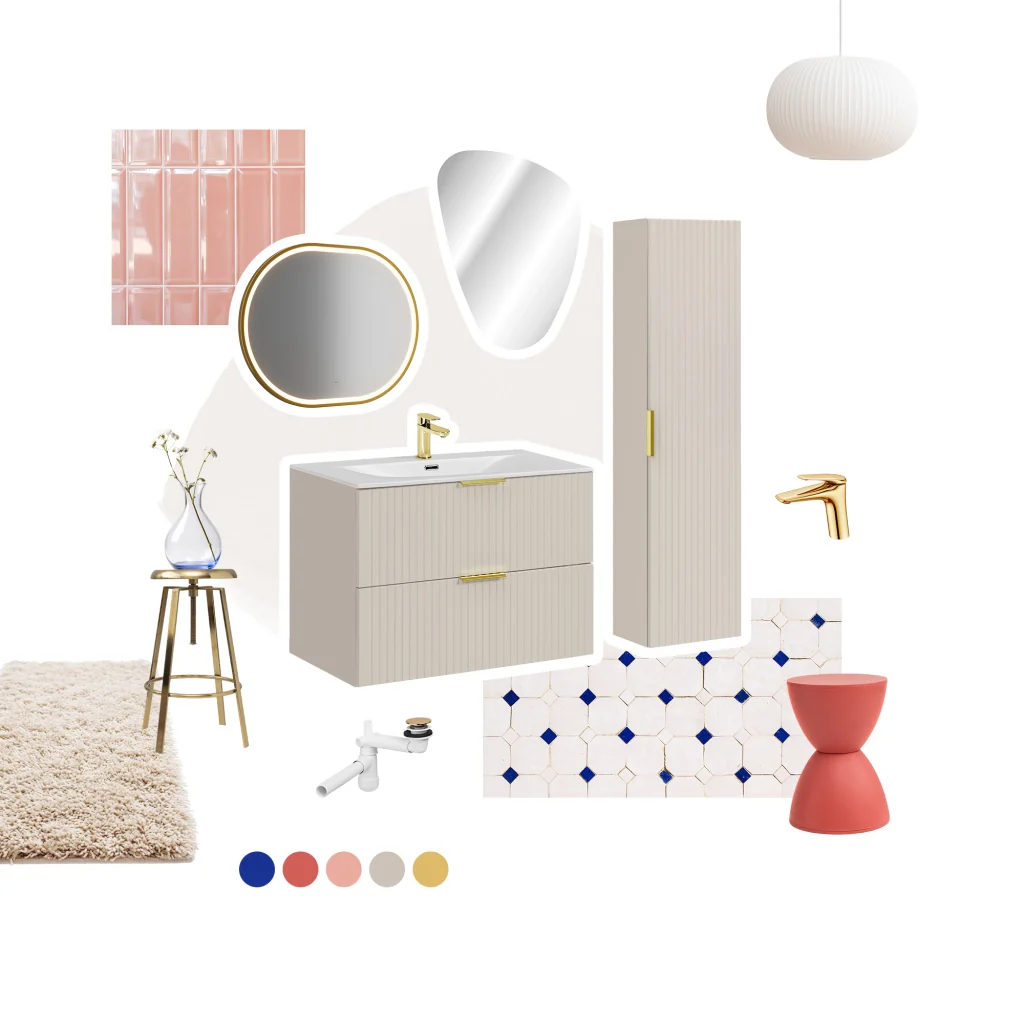 Set mobili bagno 60 cm con piano e lavabo da appoggio Smile Adel Cashmere 60 cm - Image 2